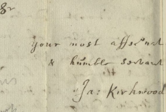 James Kirkwood’s signature. MSS KIR 3.1, New College Library